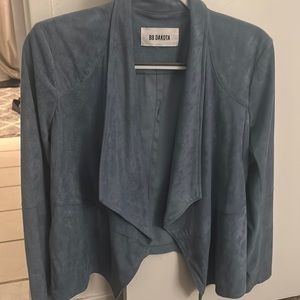 BB DAKOTA Faux Suede Blue Drape Jacket Size Large